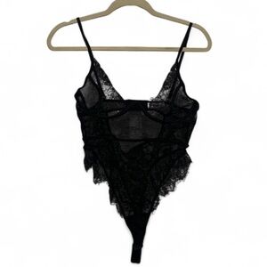 Mapale Black Sheer Fishnet Bodysuit Size Large